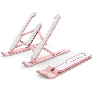 Verstelbare & Opvouwbare Laptop Standaard Roze- anti slip - Plastic Aluminium - Macbook/IPad - Microsoft/windows - 10 t/m 17 inch