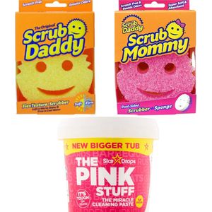 The Pink Stuff Paste (850 gram) + Scrub Mommy spons roze & Scrub Daddy Original spons