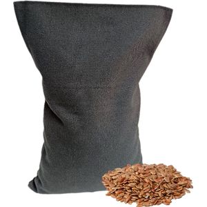 Ecologisch Lijnzaadkussen 30 x 20 cm (grijs), voor soepele spieren en ontspanning - Donker Grijs - wasbaar hoesje