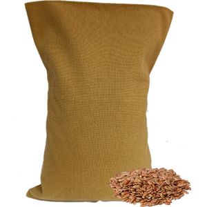 Ecologisch Lijnzaadkussen 30 x 20 cm (oker), voor soepele spieren en ontspanning - Karamel - wasbaar hoesje