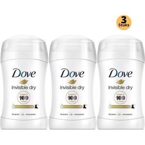 Dove Invisible Dry Deodorant Stick - Anti Transpirant Deo Stick met 0% Alcohol - 48 Uur Zweetbescherming - Deodorant Vrouw - 3-Pack