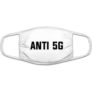 Anti 5G mondkapje | straling | gezichtsmasker | bescherming | bedrukt | logo | Wit mondmasker van katoen, uitwasbaar & herbruikbaar. Geschikt voor OV