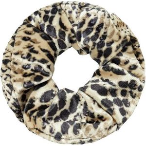 Haarsoires Haarelastiek Scrunchie – Slangenprint – Velvet Stof – Zwart Beige - Haarkrinkel - Haar Elastiek met Stof - Zacht & Haarvriendelijk