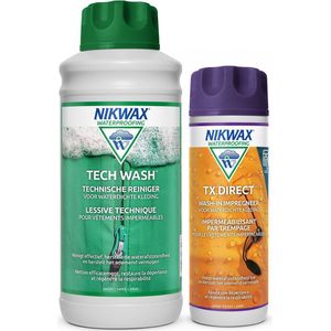 Nikwax Twin Tech Wash Wasmiddel 1L & Tx.Direct Impregneermiddel 300ml - 2-Pack