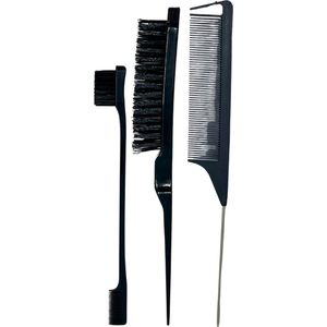 Phoenix Hair Products - Kam + Borstel Set - Zwart - 3 stuks