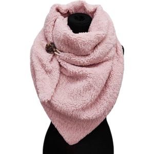 Driehoekige Sjaal - Teddy - Dikke Kwaliteit - Roze - 160 x 80 cm (232235#)