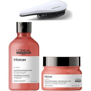 L`Oreal Professionel - Inforcer Set - Shampoo + Masker + KG Ontwarborstel - Breekbaar Haar Pakket - Serie Expert Giftset