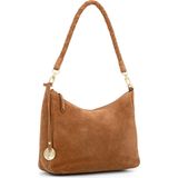 Leren schoudertas dames - cognac suede- MŌSZ Coco M