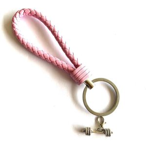 Sleutelhanger - Roze - Fitness - Kracht - Power - Dumbell - Leer - Sportsieraad - Sieraden - Team - Teamkado