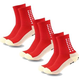 3-pack gripsokken - rood - voetbal - unisex - one size - voor elke sport