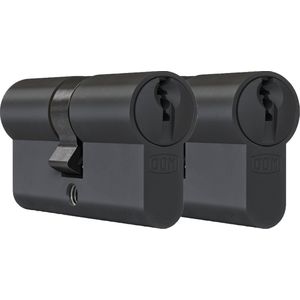 DOM Zwarte profielcilinder Plura 30/30mm - SKG 3 sterren - 2 gelijksluitende cilinders