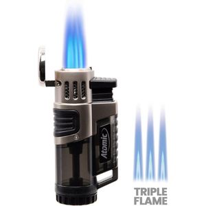 Atomic® Triple Hervulbare Aansteker - Vuurwerk Aansteker - Gasbrander - Gasaansteker - BBQ - Windproof - Zwart/Grijs