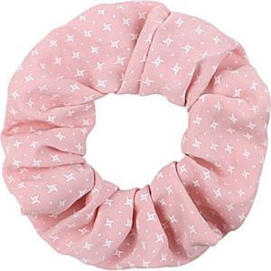 Scrunchie Haarelastiek Sterren Print Wit Roze