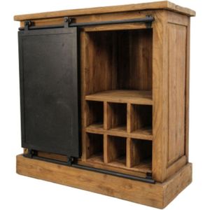 Flessen Rek - Wijnkast - Wijnrek Muur - Flessenrek Hout en Staal - Barkast - Wijn Kast - Drankkast Industrieel - Barmeubel Voor Drank - 90x90 cm - Wood Selections