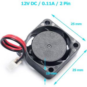 Koeling ventilator 25x25x10 mm / Cooling Fan T&T 2510M12C 12VDC 0.11A 2pin