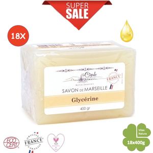 Glycerine Marseillezeep cube 18x400g | La Cigale | Multifunctionele zeep | Gemakkelijk biologisch afbreekbaar.