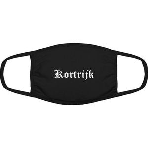 Kortrijk mondkapje | gezichtsmasker | bescherming | bedrukt | logo | Zwart mondmasker van katoen, uitwasbaar & herbruikbaar. Geschikt voor OV