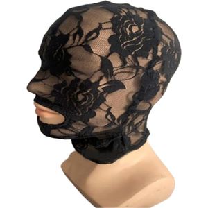 Luxe semi-transparante open mond BDSM masker - Bivak - Kant - Unisex - Elastisch - Bondage hoofd - Goede kwaliteit