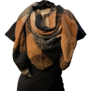 Warme Driehoekige Sjaal - Geruit - Bruin - 195 x 90 cm (01698#)