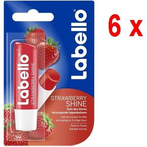 Labello Lippenbalsem - Strawberry Shine - Voordeelverpakking 6 Stuks