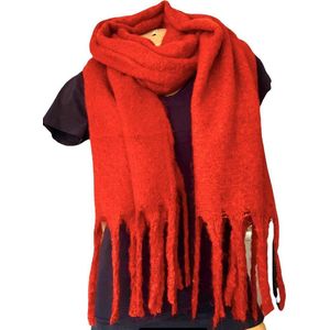 Warme Sjaal - Dikke Kwaliteit - Effen - Rood - 180 x 55 cm (8851)