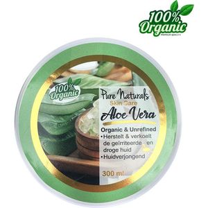 Aloë Vera gel 300 ml - 100% puur - Biologisch - Voor de verbranden huid - Kalmerende Gel bij Roodheid en huidirritatie - Bij luier uitslag - Geschikt voor de baby huid -  Pure Naturals