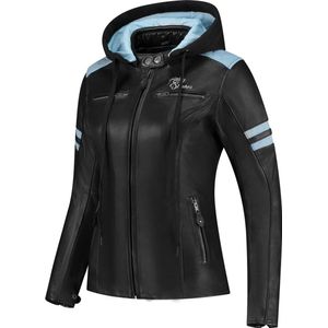 Rusty Stitches Motorrad Jacke Joyce Hooded V2 68362 Black-Baby Blue-46