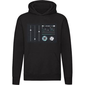 Muziek mixer | geluid | DJ | geluidstechnicus | muzikant | festival | feest | Unisex | Trui | Sweater | Hoodie | Capuchon | Zwart