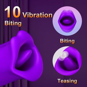 Desiredrops® -Paarse Mond Vibrator - Trilt – 10 Standen - 5 Vibrator Standen– paarse Siliconen Vibrator - Bijt-Zuig -Clitoris Stimulator – Intense Sex Orgasme – Seks speeltjes – Cadeau - Vrouw - Voor haar