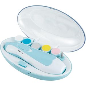Elektrische Nagelvijl - Blauw - Baby Nagelverzorging - Ook Voor Volwassenen - Veilig en Zacht voor Baby's - Inclusief 6 Diverse Vijl koppen incl. Polijstkop - Waterbestendig - Manicureset Baby - LED Licht - Baby Cadeau