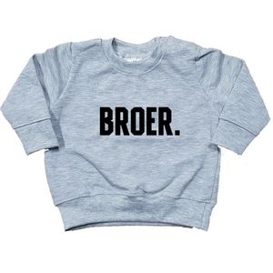 Sweater voor kind - BROER. - Grijs - Maat 86 - Big Brother - Ik word grote broer - Familie uitbreiding - Boy - Zwangerschapsaankondiging - Zwanger - Pregnant - Pregnancy announcement