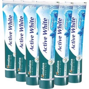 Himalaya Herbals Active White Tandpasta Fresh Gel - 6 x 75 ml - Vegan Toothpaste - Tandpasta Zonder Fluoride en Parabenen - Tandpasta Voordeelverpakking