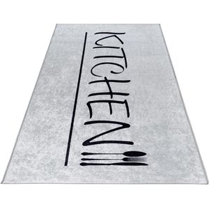 SEHRAZAT Vloerkleed, moderne, wasbaar, zachte microvezel, speciale druktechniek, keuken tapijt, rechthoekig, grijs-zwart 80x150 cm