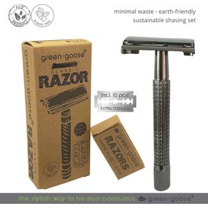 Safety Razor +10 gratis scheermesjes - Black Edition - Scheermes Voor Vrouwen - Zwart - Dubbelzijdig scheermes Voor Venus - Oksels - Benen