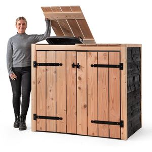 Containerombouw Yente - Kliko Ombouw dubbel - Containerberging - Containers kast - Container berging voor 2 kliko's - Wood Selections