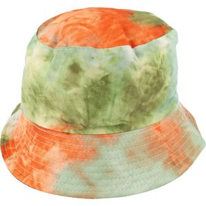 Bucket Hat Omkeerbaar Tie Dye Groen Oranje Beide Zijden Te Dragen Donker Blauw Vissershoedje Festival Hoedje Tie-Dye Batik