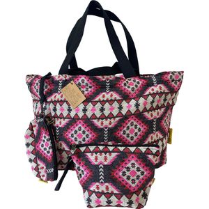 Mycha Ibiza - strandtas - Ibiza tas - jacquard katoen - gratis - toilettas - Myc24013