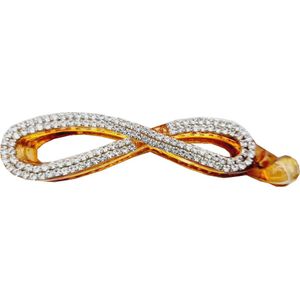 Haarspeld Bananenklem Infinity Strass Bruin Zilver