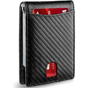 Soraro® Pasjeshouder Wallet | Heren Portemonnee | 11 Pasjes + Briefgeld | Carbon Leer | RFID Veilig | Zwart Pasjeshouder Portemonnee Voor Mannen