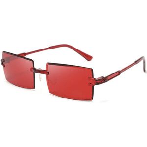 Rechthoekige Zonnebril - Unisex - Rood