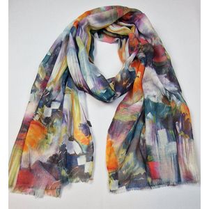 Sjaal met bloemenprint digitaal 70% viscose met 30 % zijde in meerdere kleuren