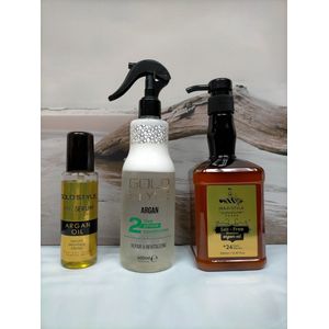 Gold style Argan Haarverzorgings Set - Argan Salt Free Shampoo 650ml - Argan 2 Pase conditioner 400ml - Haar Serum Argan olie 100ml - goldstyle- conditioner- arganolie- Argan