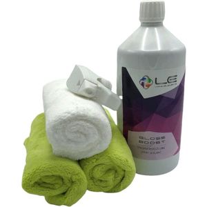 LE Liquid Elements Gloss Boost 1000 ml  Quick detailer set nu met 3 ultra zachte doetsdoekjes 40 x40 cm 550 gsm