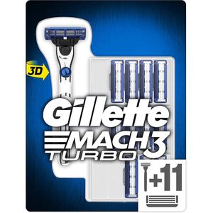 Gillette Mach 3 Turbo Scheerapparaat + 12 Navulmesjes