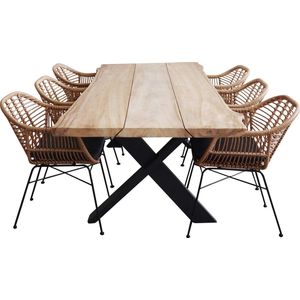 7-delige tuinset | 6 Oslo tuinstoelen Naturel | Pohon tuintafel