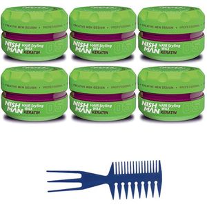 NISHMANWAX 05 HAIR STYLING WAX KERATIN 6 STUKS+ STYLING COMB
