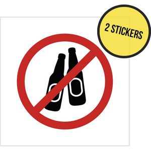 Pictogram/ sticker | Geen glas/ geen flessen deponeren | 10 x 10 cm | Verbodsbord | Flessen | Afval | Glascontainer | Recyclage | Universeel | Kliko | Afvalbak | Prullenbak | 2 stuks
