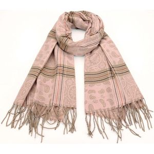 Lange Warme Sjaal - Geblokt - Paisley - Roze - 180 x 70cm (11#)