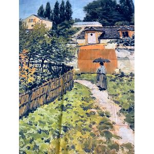 Sjaal schilderij garden path van Alfred Sisley van dikker materiaal met 2 kanten print