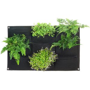 Verticale Tuin met Waterdichte Achterkant - 9x Vakken - 80x50cm - Geschikt voor verticaal tuinieren binnen en buiten - Zwart - Duurzaam vilt